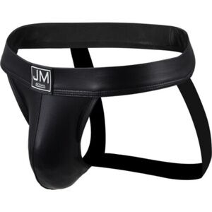 Jockmail Sexy Men's Leather Look Jockstrap Pouch Low Rise Underwear Black Sz M
